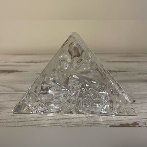 Vintage Lead Crystal Napkin Holder Hand Cut Made in Poland Etched EUC